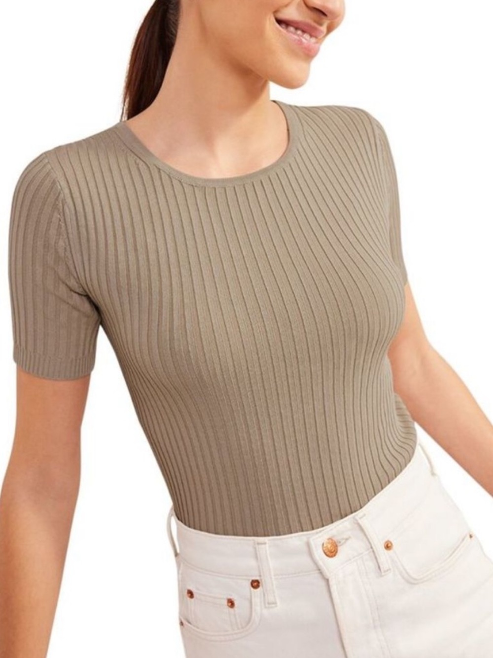 Boden Ribbed Knitted T-Shirt Size L